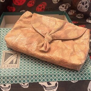 J.Renee Genuine Python Gold Clutch